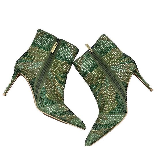 Kurt Geiger London Belgravia Women's 38.5  Bootie Green Crystal Heel NEW $265 - Picture 2 of 4